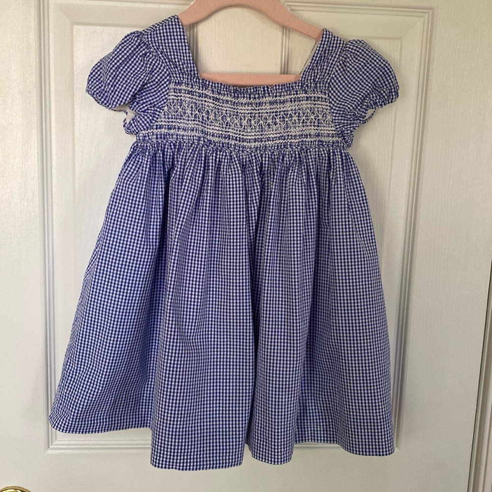 Ralph Lauren smocked gingham blue dress 24 months with under pants